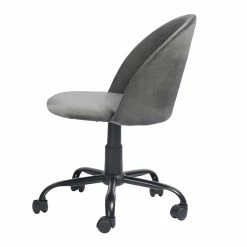 Best Sale ✨ CRO Decor Velvet Secretary Office Chair In Black 🧥 Coating Metal Base In Gray ✔️ -Deals Writing Desks Store 2438775 2 L