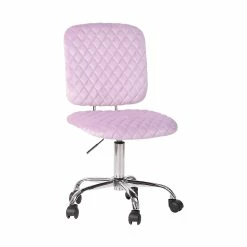 Hot Sale 🤩 CRO Decor Velvet Secretary Office Chair In Metal Base Pink 🧨 -Deals Writing Desks Store 2438778 1 L