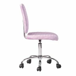 Hot Sale 🤩 CRO Decor Velvet Secretary Office Chair In Metal Base Pink 🧨 -Deals Writing Desks Store 2438778 2 L