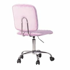 Hot Sale 🤩 CRO Decor Velvet Secretary Office Chair In Metal Base Pink 🧨 -Deals Writing Desks Store 2438778 3 L