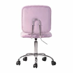 Hot Sale 🤩 CRO Decor Velvet Secretary Office Chair In Metal Base Pink 🧨 -Deals Writing Desks Store 2438778 4 L