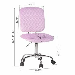 Hot Sale 🤩 CRO Decor Velvet Secretary Office Chair In Metal Base Pink 🧨 -Deals Writing Desks Store 2438778 5 L