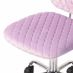 Hot Sale 🤩 CRO Decor Velvet Secretary Office Chair In Metal Base Pink 🧨 -Deals Writing Desks Store 2438778 6 L