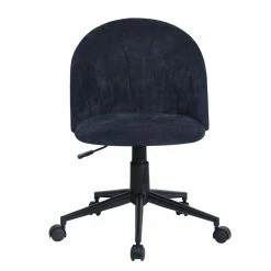 Promo 🎁 CRO Decor Velvet Fabric Secretary Office Chair Rolling Home Chair In Blue 🤩