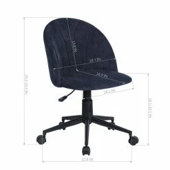 Promo 🎁 CRO Decor Velvet Fabric Secretary Office Chair Rolling Home Chair In Blue 🤩 15 Promo 🎁 CRO Decor Velvet Fabric Secretary Office Chair Rolling Home Chair In Blue 🤩 -Deals Writing Desks Store 2438812 5 L