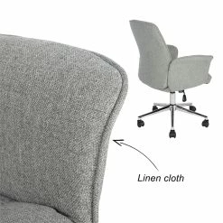 Best Pirce 🧨 CRO Decor Home Office Chairs Upholstery In Tweed Fabric Gray 🤩 -Deals Writing Desks Store 2439713 7 L