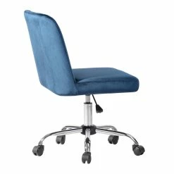 Best Pirce ⌛ CRO Decor Velvet Home Office Desk Chairs Adjustable Task Desk Chair In Blue 🌟 -Deals Writing Desks Store 2439760 2 L