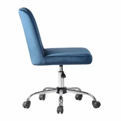 Best Pirce ⌛ CRO Decor Velvet Home Office Desk Chairs Adjustable Task Desk Chair In Blue 🌟 -Deals Writing Desks Store 2439760 4 L