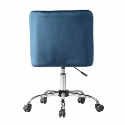 Best Pirce ⌛ CRO Decor Velvet Home Office Desk Chairs Adjustable Task Desk Chair In Blue 🌟 -Deals Writing Desks Store 2439760 6 L