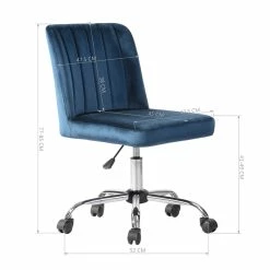 Best Pirce ⌛ CRO Decor Velvet Home Office Desk Chairs Adjustable Task Desk Chair In Blue 🌟 -Deals Writing Desks Store 2439760 7 L
