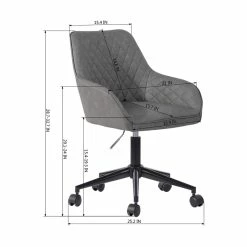 Buy ⌛ CRO Decor Home Office Desk Chairs Adjustable Task Desk Chair Fabric In Gray 😉 -Deals Writing Desks Store 2439761 7 L