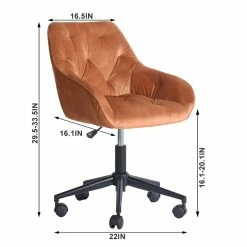Budget ✔️ CRO Decor Velvet Home Office Desk Chairs Adjustable Task Desk Chair In Orange 🔥 14 Budget ✔️ CRO Decor Velvet Home Office Desk Chairs Adjustable Task Desk Chair In Orange 🔥 -Deals Writing Desks Store 2439762 2 L