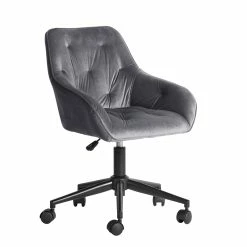Hot Sale 🔥 CRO Decor Velvet Home Office Desk Chairs Adjustable Task Desk Chair In Gray 🎉 -Deals Writing Desks Store 2439763 1 L