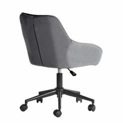 Hot Sale 🔥 CRO Decor Velvet Home Office Desk Chairs Adjustable Task Desk Chair In Gray 🎉 -Deals Writing Desks Store 2439763 7 L