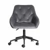 Hot Sale 🔥 CRO Decor Velvet Home Office Desk Chairs Adjustable Task Desk Chair In Gray 🎉 -Deals Writing Desks Store 2439763 L