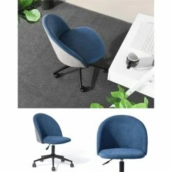 Budget 🔥 CRO Decor Office Chair Height Adjustable Swivel Task Chairs In Blue Fabric 🎁 -Deals Writing Desks Store 2440217 7 L
