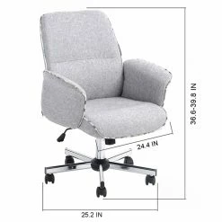 Discount ✔️ CRO Decor Fabric Rolling Home Office Upholstered Task Chair In Gray 😍 -Deals Writing Desks Store 2440218 5 L