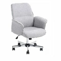Discount ✔️ CRO Decor Fabric Rolling Home Office Upholstered Task Chair In Gray 😍 -Deals Writing Desks Store 2440218 6 L