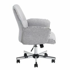 Discount ✔️ CRO Decor Fabric Rolling Home Office Upholstered Task Chair In Gray 😍 -Deals Writing Desks Store 2440218 7 L
