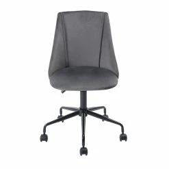 Deals ✨ FurnitureR Cian Swivel Seat Modern Velvet Upholstered Task Chair In Gray 🔔 -Deals Writing Desks Store 2440238 2 L