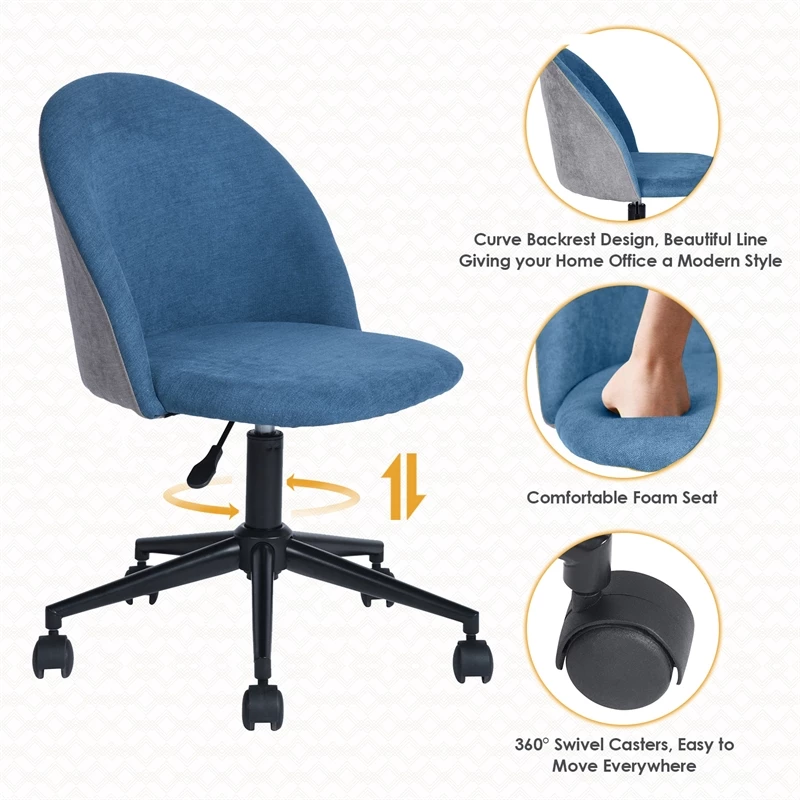 Cheap 😀 FurnitureR Dudley Swivel Seat Fabric Upholstered Office Chair In Dark Blue ⭐ 6 Cheap 😀 FurnitureR Dudley Swivel Seat Fabric Upholstered Office Chair In Dark Blue ⭐ - Image 4