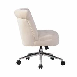 Best Pirce 🥰 FurnitureR Jaren Swivel Modern Velvet Upholstered Home Office Chair In Beige 🎉 -Deals Writing Desks Store 2440244 2 L