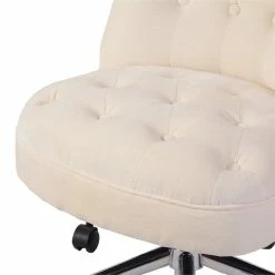 Best Pirce 🥰 FurnitureR Jaren Swivel Modern Velvet Upholstered Home Office Chair In Beige 🎉 -Deals Writing Desks Store 2440244 4 L