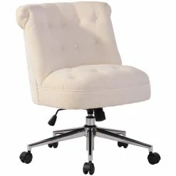 Best Pirce 🥰 FurnitureR Jaren Swivel Modern Velvet Upholstered Home Office Chair In Beige 🎉