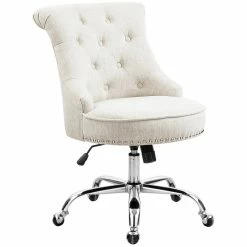 Best deal 🔔 FurnitureR Bowden Fabric Upholstered & Metal Office Chair In Beige/Tan 🎁