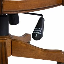 Best Pirce 🤩 FurnitureR Hetty Faux Leather Upholstered & Rubber Wood Office Chair In Brown 🤩 -Deals Writing Desks Store 2440250 4 L