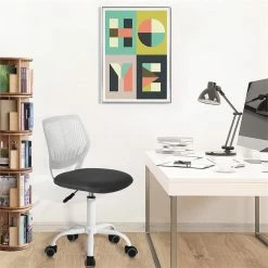 Cheap 🤩 FurnitureR Carnation Swivel Teen Plastic And Mesh Task Chair In Gray 🧨 -Deals Writing Desks Store 2440261 1 L