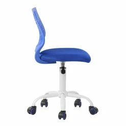 Budget 🥰 FurnitureR Favors Swivel Teen Armless Mesh And Plastic Task Chair In Blue 💯 -Deals Writing Desks Store 2440265 3 L