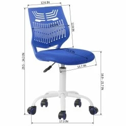 Budget 🥰 FurnitureR Favors Swivel Teen Armless Mesh And Plastic Task Chair In Blue 💯 -Deals Writing Desks Store 2440265 7 L