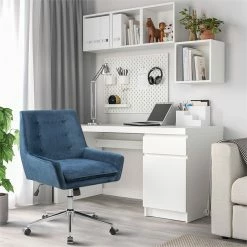 Cheapest 🎁 FurnitureR Redan Swivel Tufted Modern Fabric Office Chair In Blue/Silver ❤️ 11 Cheapest 🎁 FurnitureR Redan Swivel Tufted Modern Fabric Office Chair In Blue/Silver ❤️ -Deals Writing Desks Store 2440270 1 L
