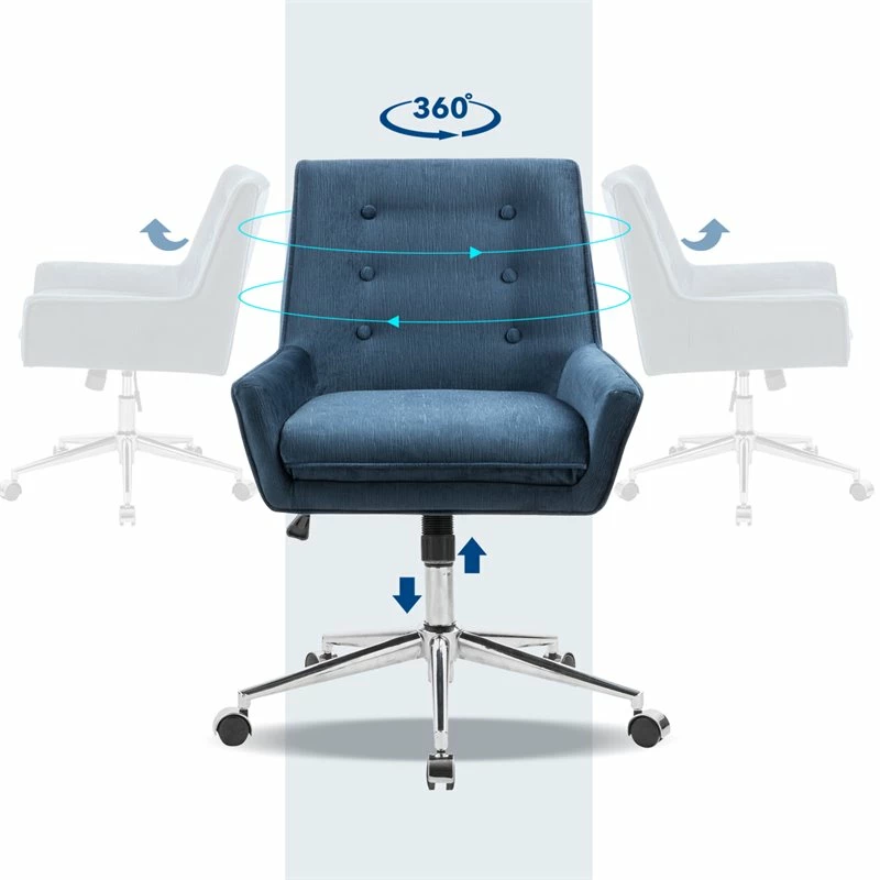 Cheapest 🎁 FurnitureR Redan Swivel Tufted Modern Fabric Office Chair In Blue/Silver ❤️ 7 Cheapest 🎁 FurnitureR Redan Swivel Tufted Modern Fabric Office Chair In Blue/Silver ❤️ - Image 5