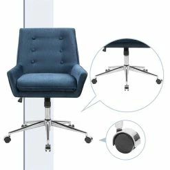 Cheapest 🎁 FurnitureR Redan Swivel Tufted Modern Fabric Office Chair In Blue/Silver ❤️ 15 Cheapest 🎁 FurnitureR Redan Swivel Tufted Modern Fabric Office Chair In Blue/Silver ❤️ -Deals Writing Desks Store 2440270 5 L