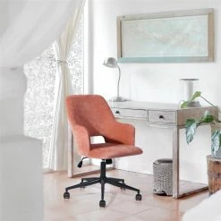 Cheap 😍 FurnitureR Boga Swivel Fabric Upholstered Home Office Chair In Coral Rose/Orange 🎉 15 Cheap 😍 FurnitureR Boga Swivel Fabric Upholstered Home Office Chair In Coral Rose/Orange 🎉 -Deals Writing Desks Store 2440274 5 L