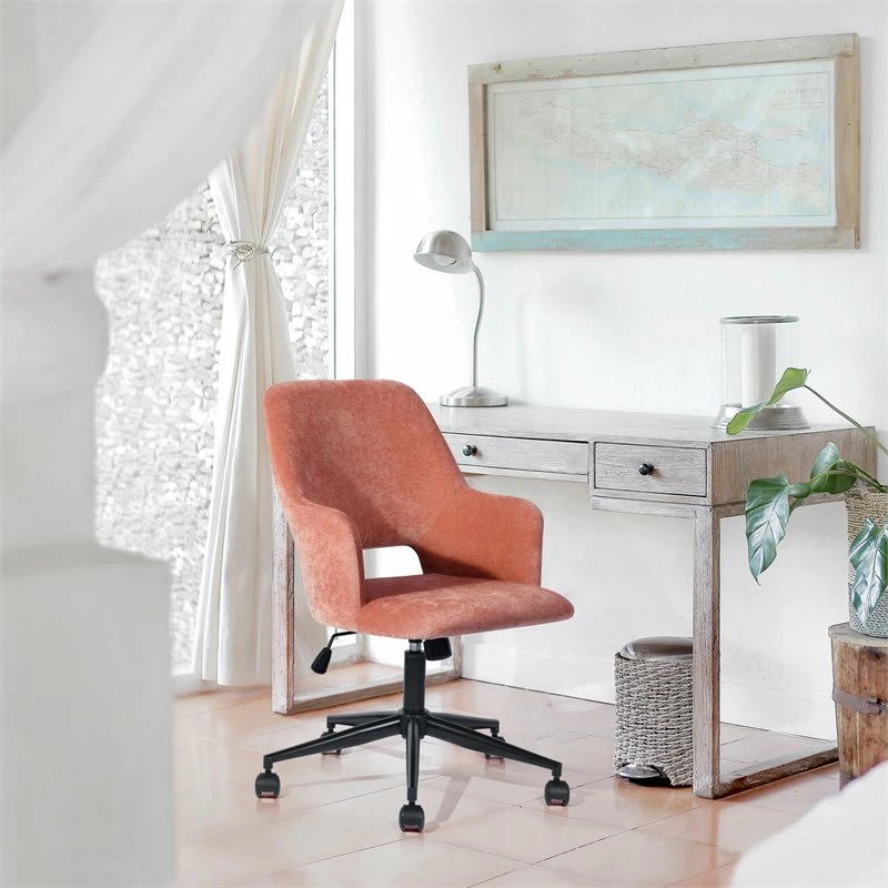 Cheap 😍 FurnitureR Boga Swivel Fabric Upholstered Home Office Chair In Coral Rose/Orange 🎉 8 Cheap 😍 FurnitureR Boga Swivel Fabric Upholstered Home Office Chair In Coral Rose/Orange 🎉 - Image 6