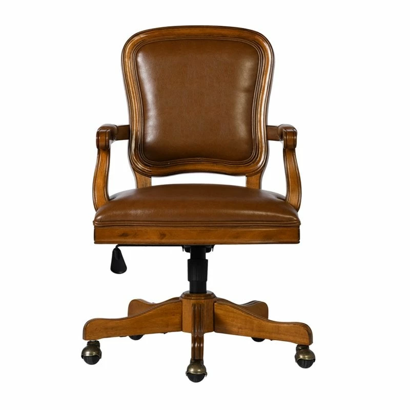 Coupon 🌟 FurnitureR Kerri Faux Leather Upholstered & Wood Office Chair In Brown 🌟 5 Coupon 🌟 FurnitureR Kerri Faux Leather Upholstered & Wood Office Chair In Brown 🌟 - Image 3