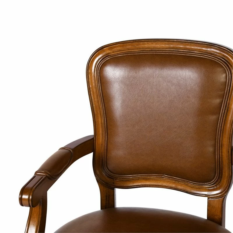 Coupon 🌟 FurnitureR Kerri Faux Leather Upholstered & Wood Office Chair In Brown 🌟 7 Coupon 🌟 FurnitureR Kerri Faux Leather Upholstered & Wood Office Chair In Brown 🌟 - Image 5