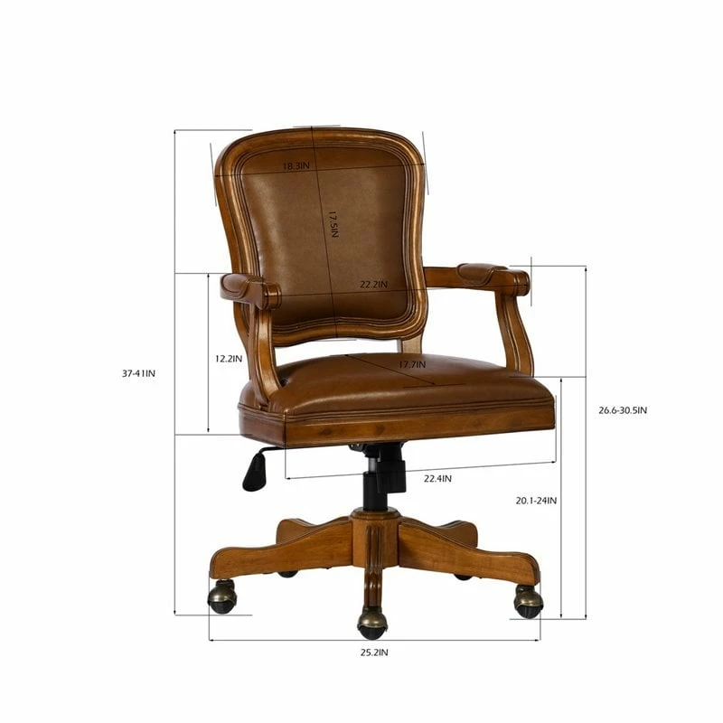 Coupon 🌟 FurnitureR Kerri Faux Leather Upholstered & Wood Office Chair In Brown 🌟 11 Coupon 🌟 FurnitureR Kerri Faux Leather Upholstered & Wood Office Chair In Brown 🌟 - Image 9