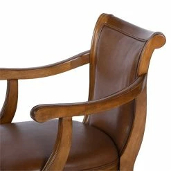 Buy 🌟 FurnitureR Renee Traditional Faux Leather Upholstered Office Chair In Brown 👏 14 Buy 🌟 FurnitureR Renee Traditional Faux Leather Upholstered Office Chair In Brown 👏 -Deals Writing Desks Store 2440278 3 L