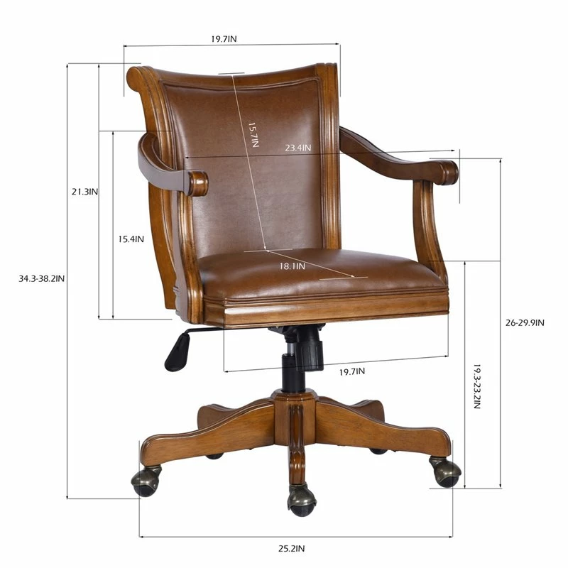 Buy 🌟 FurnitureR Renee Traditional Faux Leather Upholstered Office Chair In Brown 👏 11 Buy 🌟 FurnitureR Renee Traditional Faux Leather Upholstered Office Chair In Brown 👏 - Image 9