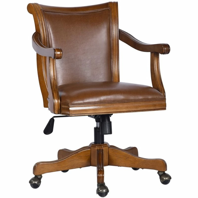 Buy 🌟 FurnitureR Renee Traditional Faux Leather Upholstered Office Chair In Brown 👏 3 Buy 🌟 FurnitureR Renee Traditional Faux Leather Upholstered Office Chair In Brown 👏