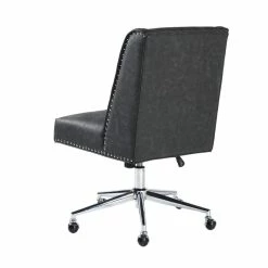 Wholesale 👏 FurnitureR Suttner Modern Faux Leather Upholstered Office Chair In Black ⭐ -Deals Writing Desks Store 2440279 3 L