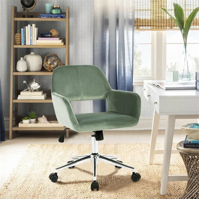 Brand new 🌟 FurnitureR Ross Swivel Velvet Upholstered & Metal Task Chair In Aqua Green 🎉 4 Brand new 🌟 FurnitureR Ross Swivel Velvet Upholstered & Metal Task Chair In Aqua Green 🎉 - Image 2