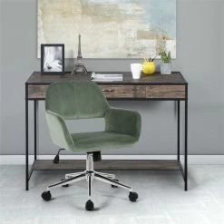Brand new 🌟 FurnitureR Ross Swivel Velvet Upholstered & Metal Task Chair In Aqua Green 🎉 14 Brand new 🌟 FurnitureR Ross Swivel Velvet Upholstered & Metal Task Chair In Aqua Green 🎉 -Deals Writing Desks Store 2440286 5 L