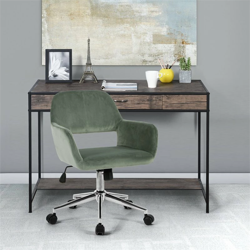 Brand new 🌟 FurnitureR Ross Swivel Velvet Upholstered & Metal Task Chair In Aqua Green 🎉 8 Brand new 🌟 FurnitureR Ross Swivel Velvet Upholstered & Metal Task Chair In Aqua Green 🎉 - Image 6