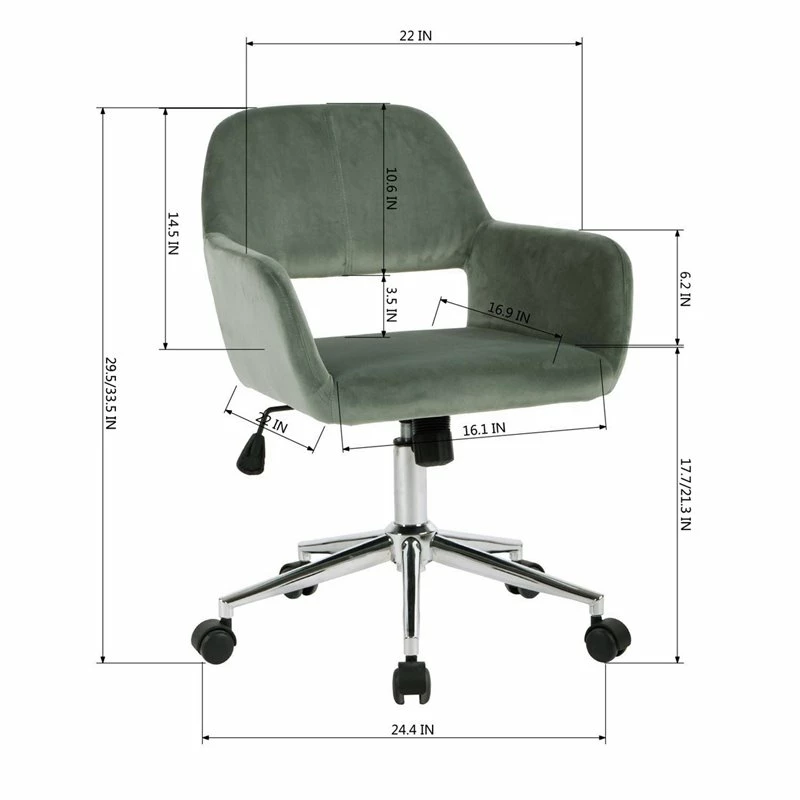 Brand new 🌟 FurnitureR Ross Swivel Velvet Upholstered & Metal Task Chair In Aqua Green 🎉 9 Brand new 🌟 FurnitureR Ross Swivel Velvet Upholstered & Metal Task Chair In Aqua Green 🎉 - Image 7
