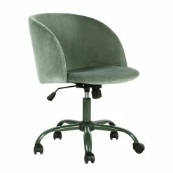 Discount 🥰 CRO Decor Velvet Home Office Chairs Adjustable Task Desk Chair In Green 🤩 -Deals Writing Desks Store 2440526 1 L